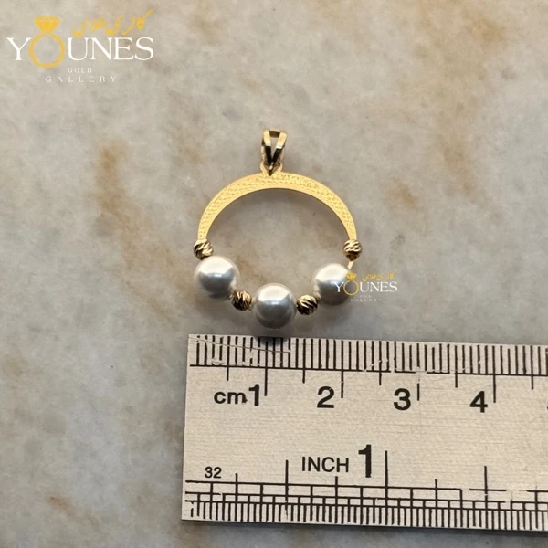 آویز دایره مرواریدی طلا